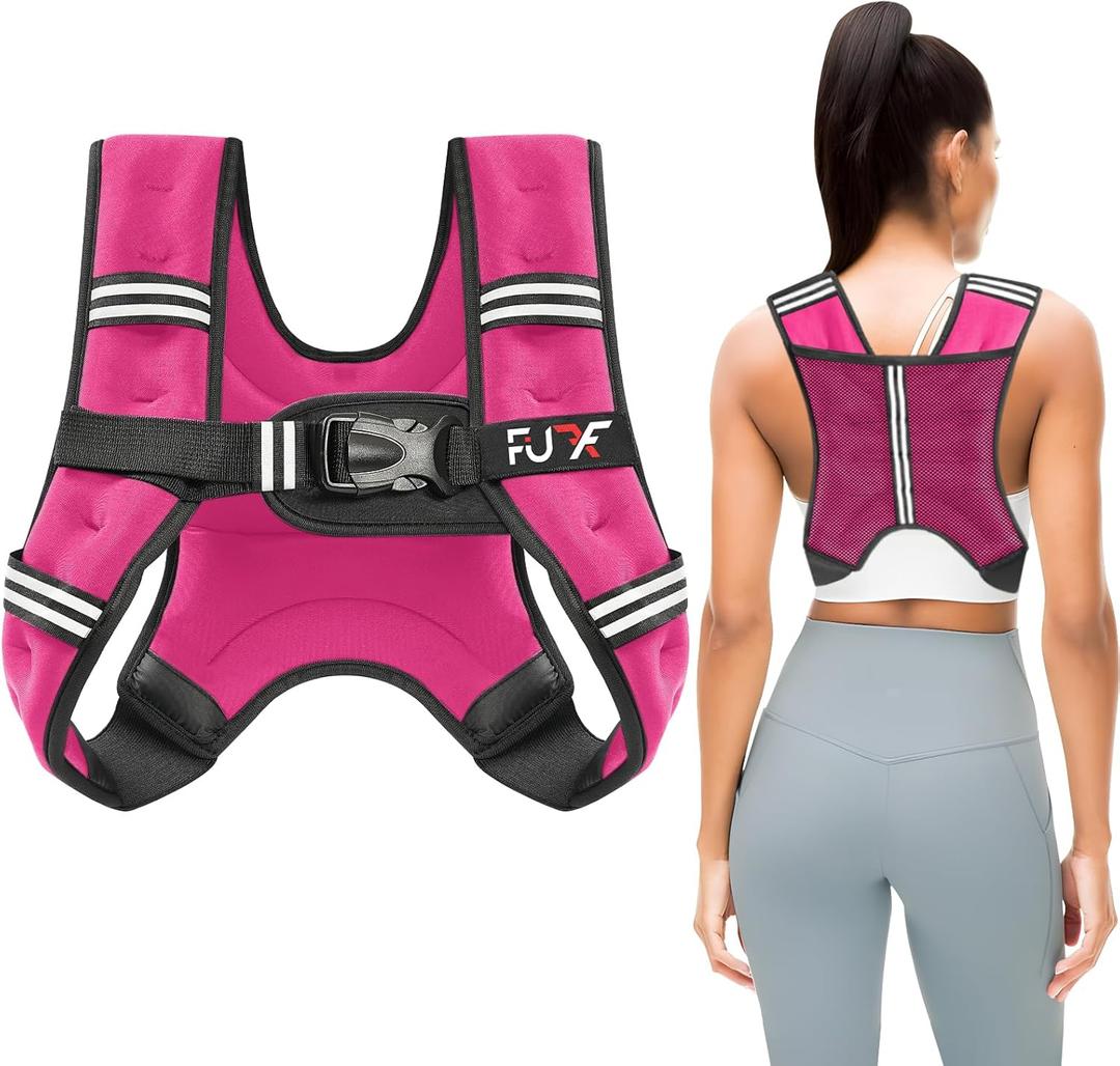 FUFF Weighted Vest 5lb Weights with Reflective Stripe, Weighted Vest for Men Women Strength Training Running Walking Jogging