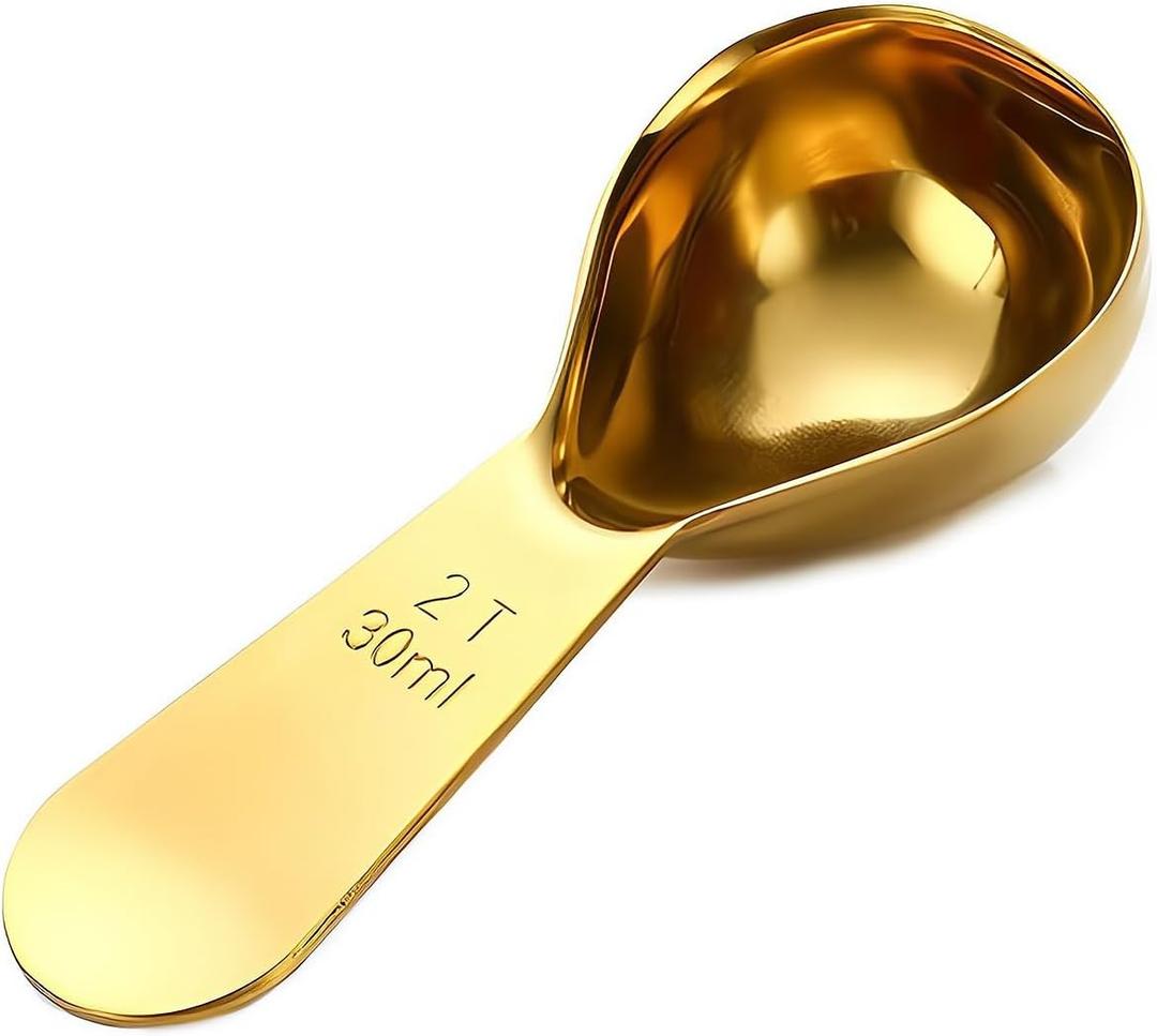 4 x Coffee Scoop Durable 18/8 Stainless Steel Measuring Coffee Scoop 2 Tablespoon Reusable Measure Spoon Good Size For Coffee Canister Easy To Storage(Golden)