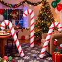 2 x 3 Pcs Christmas Candy Cane Balloons Large PVC Inflatable Candy Canes Balloons for Christmas Indoor Outdoor Party Decorations Supplies
