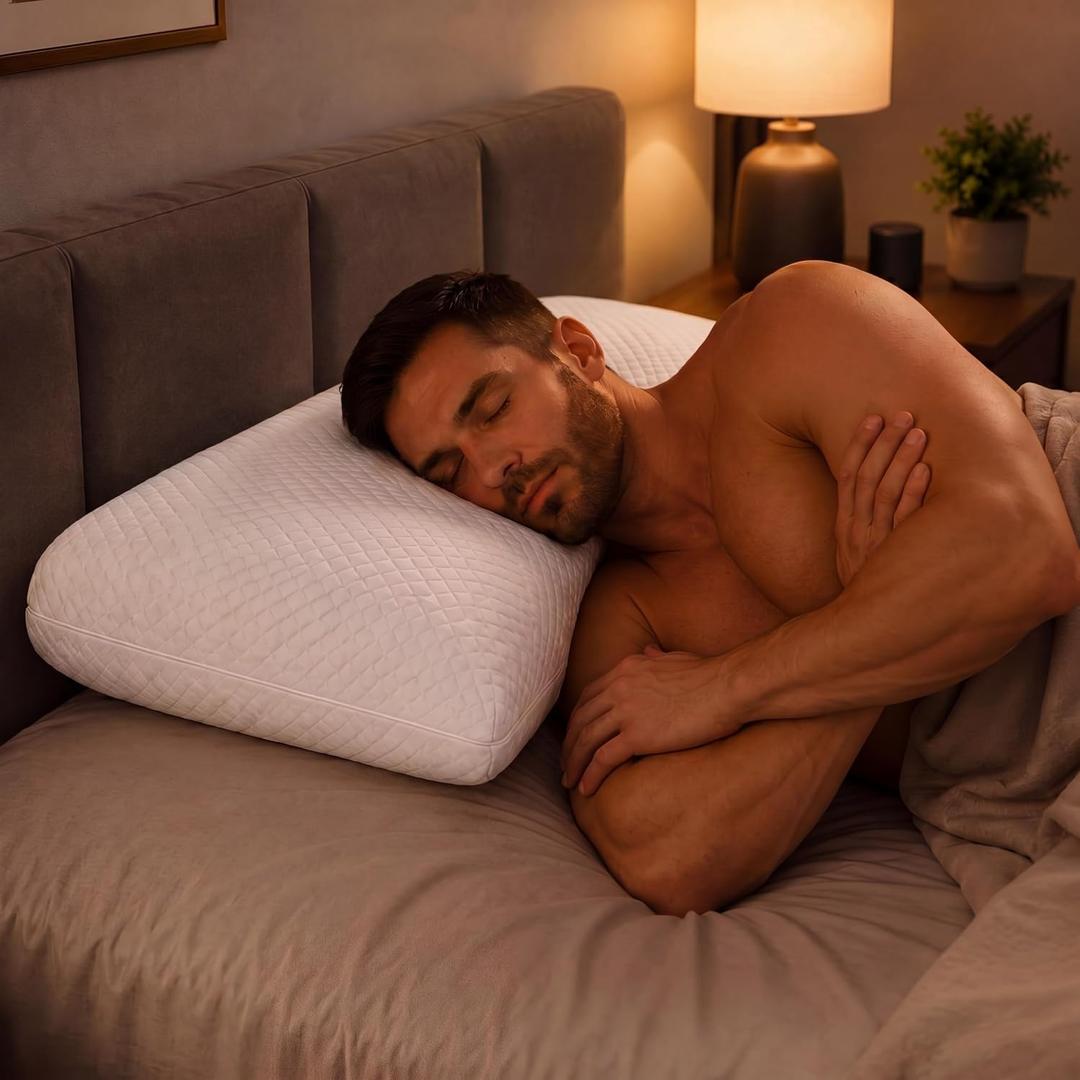 Sintuff 7 Inch High Loft Side Sleeper Pillow, Firm Memory Foam Pillow for Fitness Enthusiast, Broad Shoulders and Large Frames, Neck Shoulder Pain Relief, Thick High Profile with Washable Cover