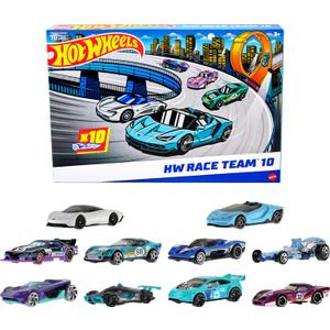 Hot Wheels 10-Pack of Toy Race Cars, Includes 1:64 Scale Corvette, Lamborghini, McLaren & Hot Wheels Originals 