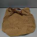 Pleneal Crochet Beach Bag, Summer Woven Tote Bag with Lining, Soft Purse Shoulder Bags for Vacation (Khaki)