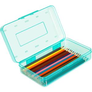 Pencil Box, Large Capacity Pencil Case, Plastic Pencil Boxs for Kids Girls Boys Adults, Hard Crayon Box Storage with Snap-Tight Lid for School Office Supplies Green PB36