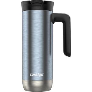 Contigo Superior 2.0 Stainless Steel Travel Mug with Handle Leak-Proof Lid Double-Wall Insulation for Hot & Cold Beverages, 20oz, Dark Ice, Ideal for Commuting and Travel