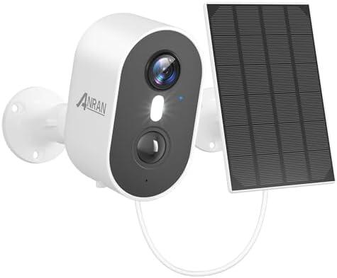 ANRAN 3MP Solar Security Cameras Wireless Outdoor for Home Security, 2K Color Night Vision WiFi Surveillance Home Camera with Solar Panel, Spotlight, PIR Detection, 2-Way Talk, Compatible with Alexa