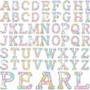 Canlierr 52 Pcs Self Adhesive Pearl Rhinestone Letter Patches Rhinestone A-z Glitter Pearl Sew on Patches Bling Letter Sticker Appliques Fabric Craft for DIY Clothes Bags Hats(Stylish Style)