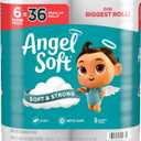 Angel Soft Toilet Paper, 6 Super Mega Rolls = 36 Regular Rolls, Soft and Strong Toilet Tissue (480 sheet (Pack of 6))