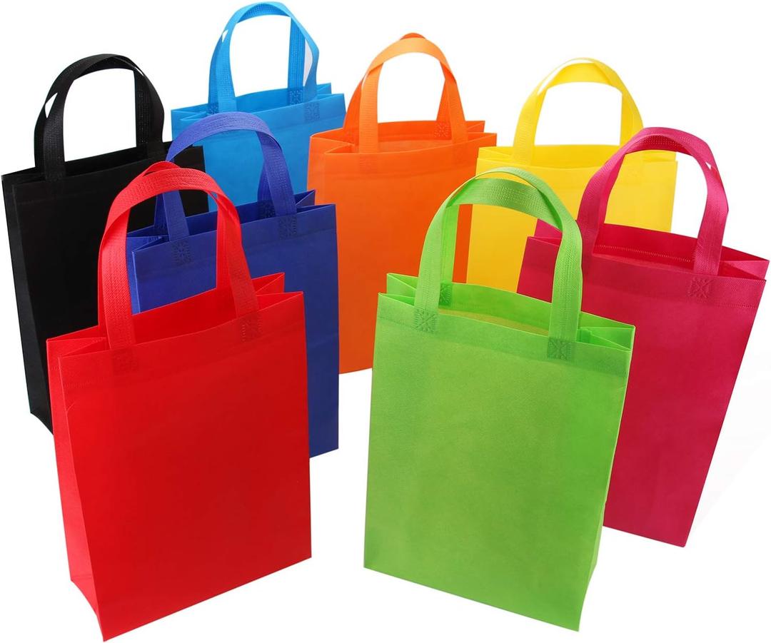 Tosnail 32 Pack Reusable Gift Bags, Fabric Tote Party Bags Treat Bag - Assorted 8 Colors