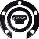 ADEADE Carbon Fiber Look Gas Fuel Tank Cap Cover Sticker Decal Compatible with Yamaha YZF R7 2021 2022 2023 2024, Black, RTF34F