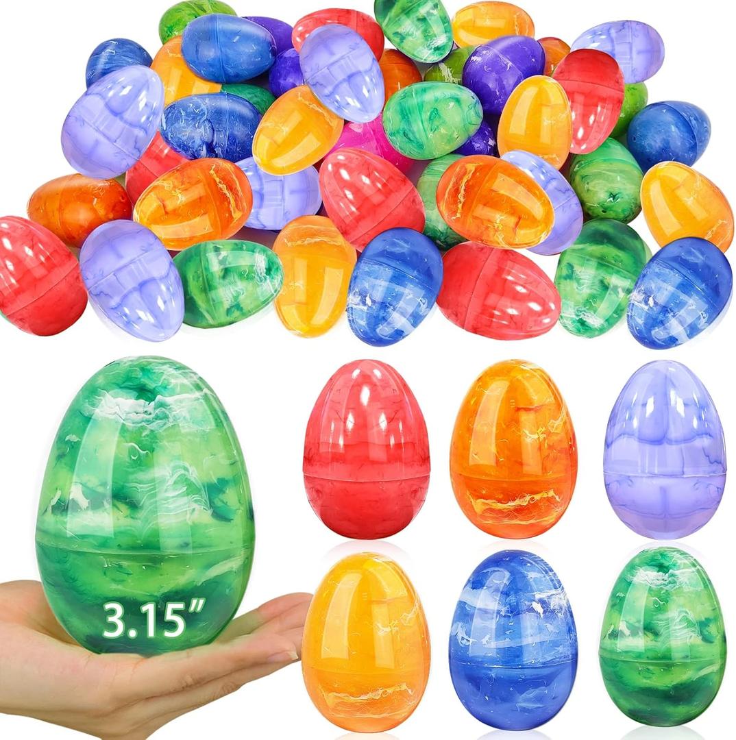 TURNMEON 72 Pcs 3.15" Galaxy Large Easter Eggs Bulk Empty Plastic Fillable for Filling Treats, Easter Eggs Hunt, Easter Basket Stuffers Fillers, Easter Party Favor, Classroom Prize Supplies