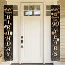 Happy Birthday Cheers to 90 Years Black Gold Yard Sign Door Banner 90th Birthday Decorations Party Supplies