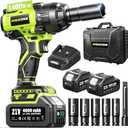 1400N.m (1032ft-lbs) Cordless Impact Wrench, 1/2 High Torque Brushless Impact Gun, 2400RPM Power, 2 x 4.0Ah Batteries, Fast Charger, Impact Wrench for Heavy Duty Truck RV Mower