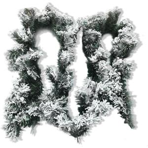 Christmas Countdown, 1pc 274cm/107.87inches Snow Flocked Garland, Artificial Christmas Decorations Decor Realistic DIY (Green White)
