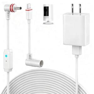 25FT Power Cord and Adapter Compatible with Ring Spotlight Cam Pro(Battery), Stick Up Cam Battery, Plug-in/ Stick up Cam Pro/ RingTilt Indoor Cam, 10W Ring Cable with Light DC Port & Type C Port