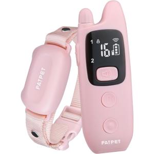 PATPET Dog Shock Collar with Remote - Waterproof Dog Training Collar for Small Medium Large Dogs with Beep, Vibration and 16 Static Levels Shock (Pink)