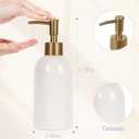 Natheeph 14OZ Ceramic Soap Dispenser Ceramic Soap Pump Dispenser Can Fill Liquid for Bathroom/Kitchen (2PC White)