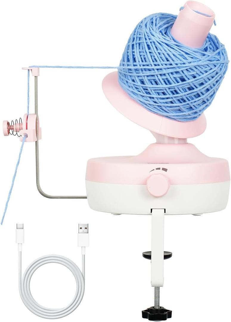 Yocrefun Electric Yarn Winder, Automatic Yarn Ball Winder for Crocheting & Knitting, Stepless Speed, Easy to Use, Efficient Large Capacity Yarn Cake Maker, Ideal Gift for Yarn Lovers (Pink)