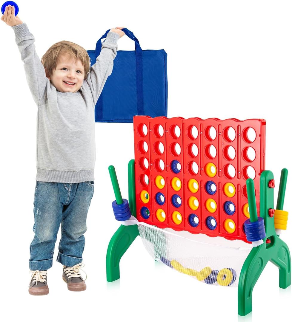 1.9 Feet Giant 4 in A Row Game, Jumbo 4-to-Score Connect Game Set for Kids & Adults Outdoor Yard, Lawn & Indoor Floor Play, Family Game Night & Party Board Games, Grand Birthday Easter Gifts