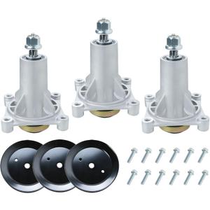 3 Pack 187292 192870 532192870 532187292 Spindle for Husqvarna YTH22V42 YTH22V46 YTH24V48, Compatible with Craftsman for AYP 42" 46" 48" 54" Mower Deck Spindle, Include 3 Pulley 195945, 197473