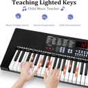 Vangoa 61-Key Light-Up Keyboard Piano for Beginners, 350 Tones & Timbres, 3 Teaching Modes, With Microphone, Black