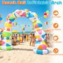 8 FT Inflatable Beach Ball Arch, Summer Inflatable Outdoor Decorations, Blow Up Beach Ball Archway with Built-in 8 LED Lights for Pool Beach Luau Party Yard Garden Photos Backdrop