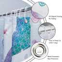 Riyidecor Mermaid 4Pcs Bathroom Shower Curtain Sets Cute Girls Kids Ocean Bathroom Decor Set with Rugs and Accessories Green Purple Fish Coral Toilet Lid Rug, Contour and Bath Mat with 12 Hooks