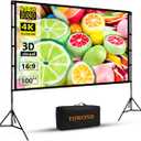 Projector Screen with Stand, Towond 100 inch Outdoor Projector Screen Portable Indoor Projection Screen 16:9 4K Rear Front Movie Screen with Carry Bag for Home Backyard Theater
