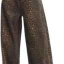 XPONNI Y2k Jeans Animal Print Y2k Pants Leopard Print Womens Baggy Wide Leg Jeans 2000s Mcbling Grunge Clothes (S, Style01)