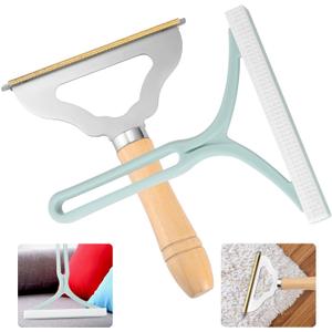 2pcs Manual Portable Fabric Shaver, 1 Metal Carpet Lint Scraper for Furniture Pet Hair Removal (1Buck Thick Rack Can Be Used for Years), 1 Reusable Fuzz Lint Remover Brush for Clothes Couch(No Snag)