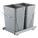 VEVOR Pullout Trash Can for Kitchen Cabinets, 35 QT x2 Double Under Sink Garbage Waste Recycling Bin, Under Mount Waste Container, with Heavy Duty Metal Full Extension Sliding System and Handle Grey