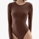 PUMIEY Women's Crew Neck Long Sleeve Bodysuit Second-skin Feel Tops Smoke Cloud Collection. Small