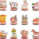3 x 24PCS Locally Grown Baby Shower Wooden Table Decorations Farmers Market Themed Wood Centerpieces Fall Vegetable Fruit Harvest Table Decor for Gender Reveal Welcome Baby Shower Party Favor