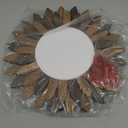 Emfogo Wall Mirror 12 inch Rustic Wood Sunburst Boho Mirror Farmhouse Wall Decor Room Decor Home Decor for Bedroom Living Room Entryway (Tri-Color)