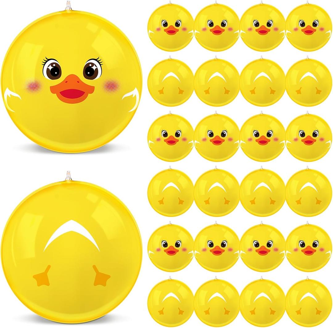 12 Pack Rubber Duck Beach Balls 11" Inflatable Duck Beach Balls for Rubber Ducky Party Decorations Pool Water Games Gifts