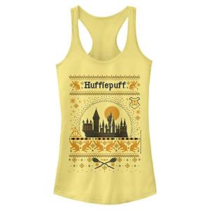 Harry Potter Warner Brothers and The Deathly Hallows Hufflepuff House Sweater Women's Fast Fashion Racerback Tank Top Banana Size L