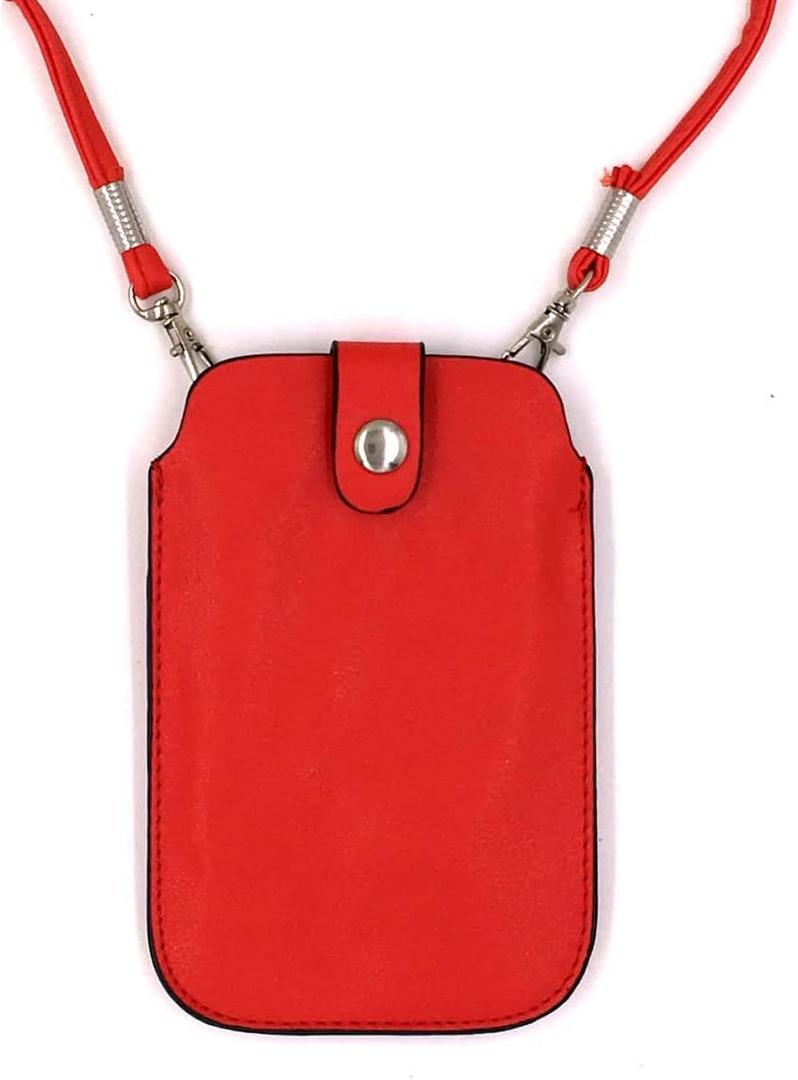 Leather Neck Pouch for Phone (Style 2) - Red