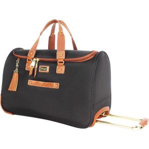 Steve Madden Designer Carry On Luggage Collection - Lightweight 20 Inch Duffel Bag- Weekender Overnight Business Travel Suitcase with 2- Rolling Spinner Wheels (Global Black)