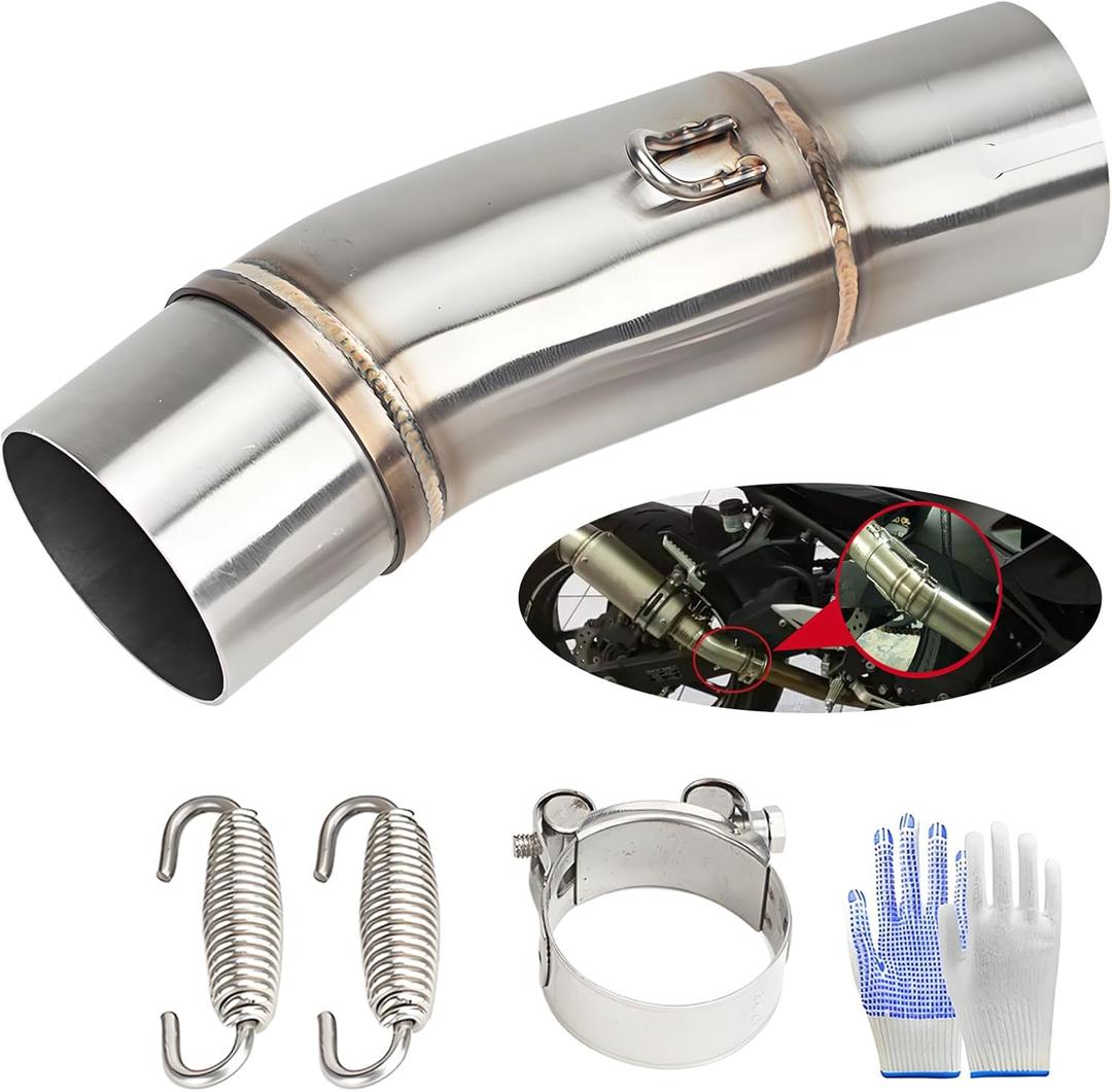 Motorcycle Exhaust Mid Pipe - Motorcycle Muffler Mid Pipe - motorcycle exhaust mid link pipe, with 1pcs Clamp and 2pcs Springs