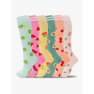 fenglaoda Compression Socks for Women Men Support Circulation 6 Pairs Socks For Nurse, Travel, Flight, 8-12 US