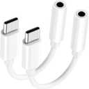 USB C to 3.5mm Audio Adapter - Headphone Jack Adapter for iPhone 16/16 Pro/15/15 Pro/Pro Max/Plus, Type C Aux Dongle Cable Cord Compatible with iPad, MacBook, Samsung Galaxy S24/S23/S22/S21Ultra (White)