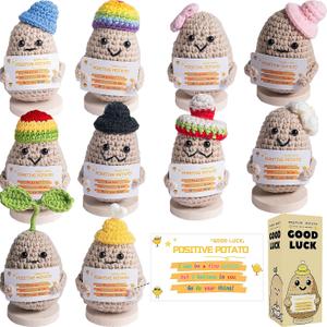 10PCS Mini Emotional Support Potato Doll Positive Crochet Animals Desk Decor Birthday Gifts for Women Men Him Her Friend Teacher Sister, 3.9 inches x 3.9 inches x 9.8 inches