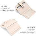 Wristlet Wallet for Women with Keychain  RFID Card Holder Small Wallet Wristlet with Key Ring (Beige)