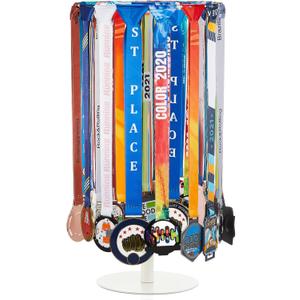 Shimeyao Medal Hanger Display Rotatable Medal Holder DisplayRotating Metals Display Rack Adjustable Award Holder Stand for Basketball Running Sports Race, 45+ Plaques (White)