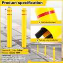 Pangda 2 Pcs Flat Top Bollard Covers Yellow and Red Bollard Post Sleeve for Home Parking Fence Pole Pipe (6" X 52")