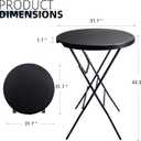 Byliable 32in Cocktail Table Black High Top Folding, Portable Bar Height Folding Table Round with Removable Carbon Black Legs, Indoor Outdoor Banquet for Parties, Commercial, Speech
