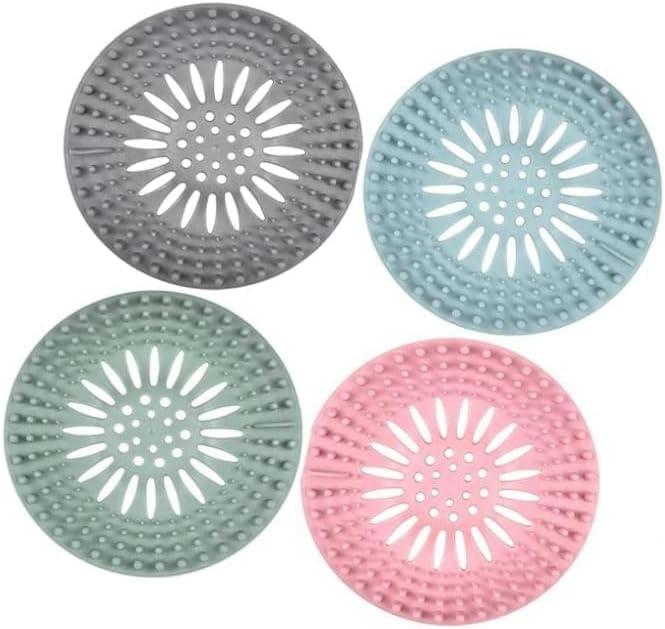 Drain Strainers Hair Catcher Silicone Shower Drain Covers Protector Flexible Material Easy to Install Sink Strainer for Bathroom Tub Shower and Sink - Pack of 4