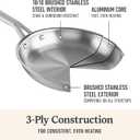 Calphalon Brushed 3-Ply Stainless Steel Cookware Set w/Turbo Heat Tech 6 Piece Includes Frying Pans, Pots and Pans Set, Induction, Oven Safe 450F, Brushed Stainless Silver