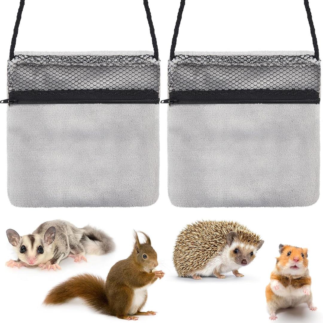 Sweetude 2 Pcs Sugar Glider Bonding Pouch Small Animal Outgoing Sleeping Bag Breathable Small Animal Carry Pouch with Shoulder Strap for Marmosets Squirrels Hamsters and Other Pets(Gray)
