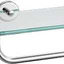 JQK Bathroom Glass Shelf Polished Chome, Shelf with 15 Inch Towel Bar Tempered Glass Shower Storage 16 by 5 inches, 304 Stainless Steel Silver Finish Wall Mount, TGS100-CH