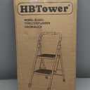 HBTower 2 Step Ladder, Step Stool for Adults, 2 Step Ladder Folding Step Stool with Wide Pedal Ergonomic Design